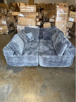 Modular Couch , Plush Corduroy Fabric, No Assembly Required