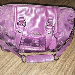  Coach Signature jacquard pattern Purple Purse