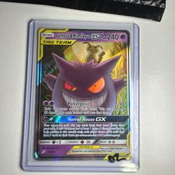 2019 POKEMON SUN & MOON TEAM UP #53/181 GENGAR & MIMIKYU GX HOLO RARE