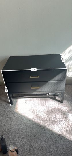 Black 2-Drawer Dresser with Gold Handles