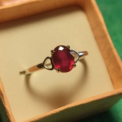 1.75ct Ruby Heart Cutout Sterling Silver Ring Sz-8