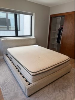 Full Size Avocado Organic Mattress + Detachable Latex Topper + Upholstered Frame