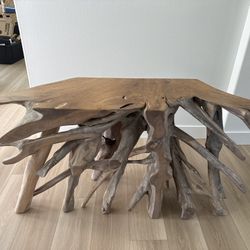 Prescy Coastal Beach Natural Teak Wood Root Console Table-Small