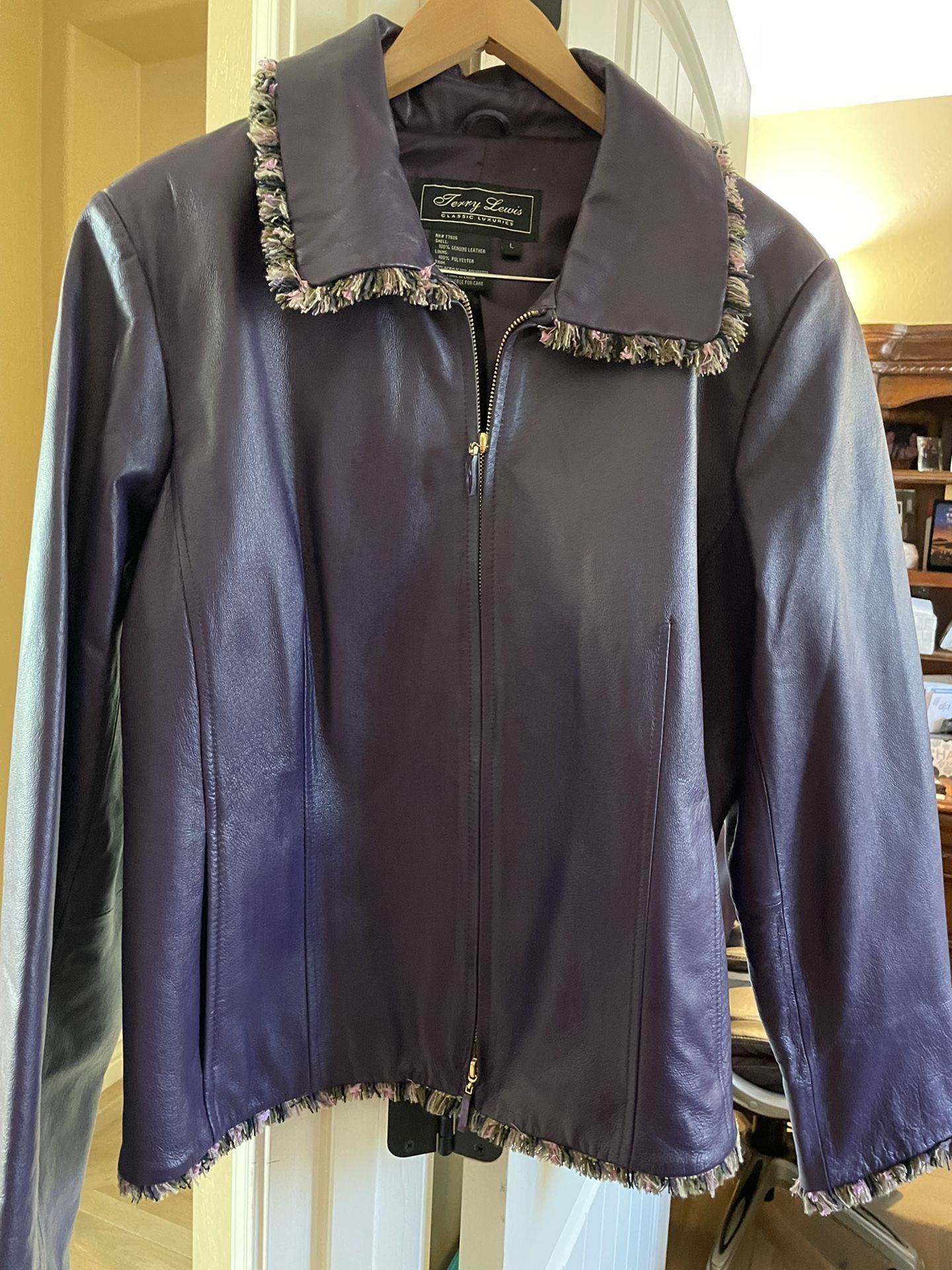 Purple Leather Short Jacket