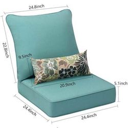 Set of 2 Patio Chair Cushion Set 24-in x 24-in 6 -Piece Lake Blue Deep seat patio chair cushion