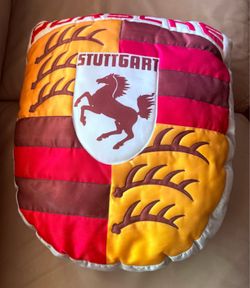 BEENDET, Vintage Porsche Stuttgart Logo Satin Pillow Cushion USA Rare