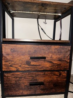 Wooden Side Table with Strip Light