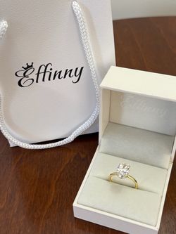Effinny 925 Silver Solitaire 3 Carat Oval Moissanite Engagement Ring GRA Certified D Color Gemstone,14K Gold Thick Plated