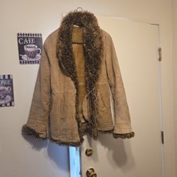 Leather Jacket With Fur Trim