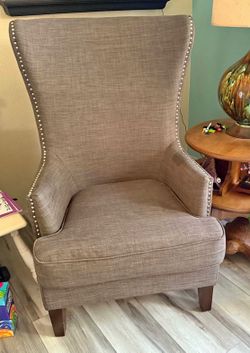 Wingback gray nailhead trim chair