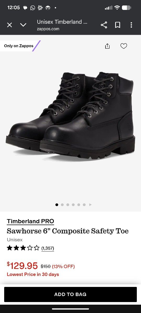 Size 10.5 Timberland Composite Toe Work Boots