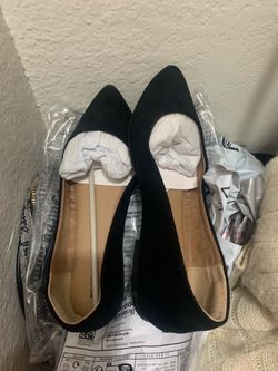 Black microsuede ballet flats