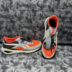 Size 9.5  Reebok Classic Forte Racer Pure Grey Twisted Coral Preowned No Box