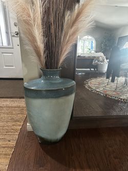 Large Z Galleries ceramic floor vase gradient turquoise & brown