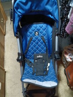 Evezo Baby Stroller Blue Quilted