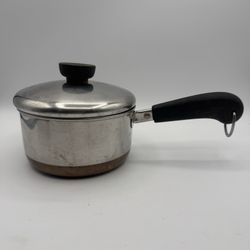 Revere Ware 1 Qt Saucepan Copper Bottom with Lid Rome NY USA Vintage