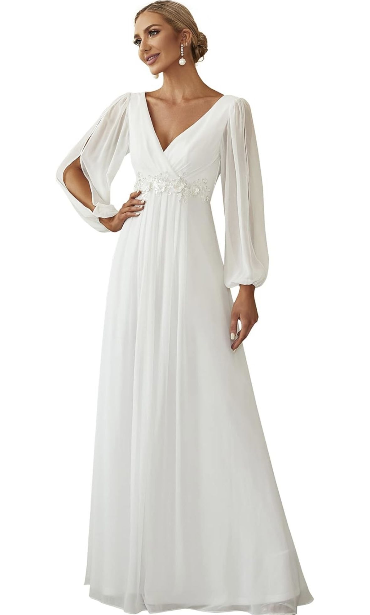 White long dress - party, weddingi - size L