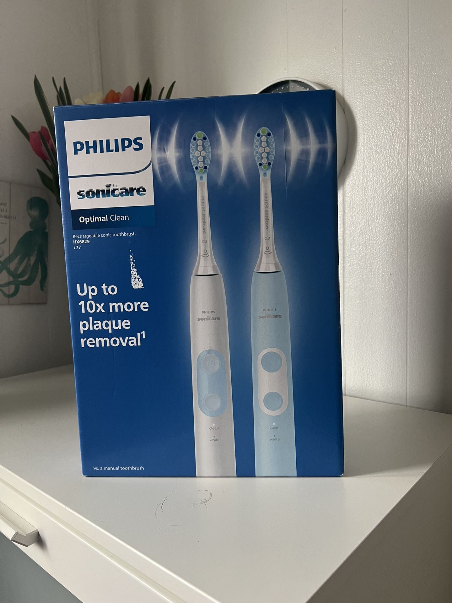 Philips Sonicare Optimal Clean Sonic Power Toothbrush Blue White 