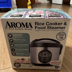 Aroma 2-8 Cup Digital Cool-Touch Rice Cooker & Food Steamer Stainless ARC-914SBD