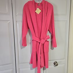 Josie Natori Marshmallow Robe Pink Belt Hood Women's Size XL Soft Cozy