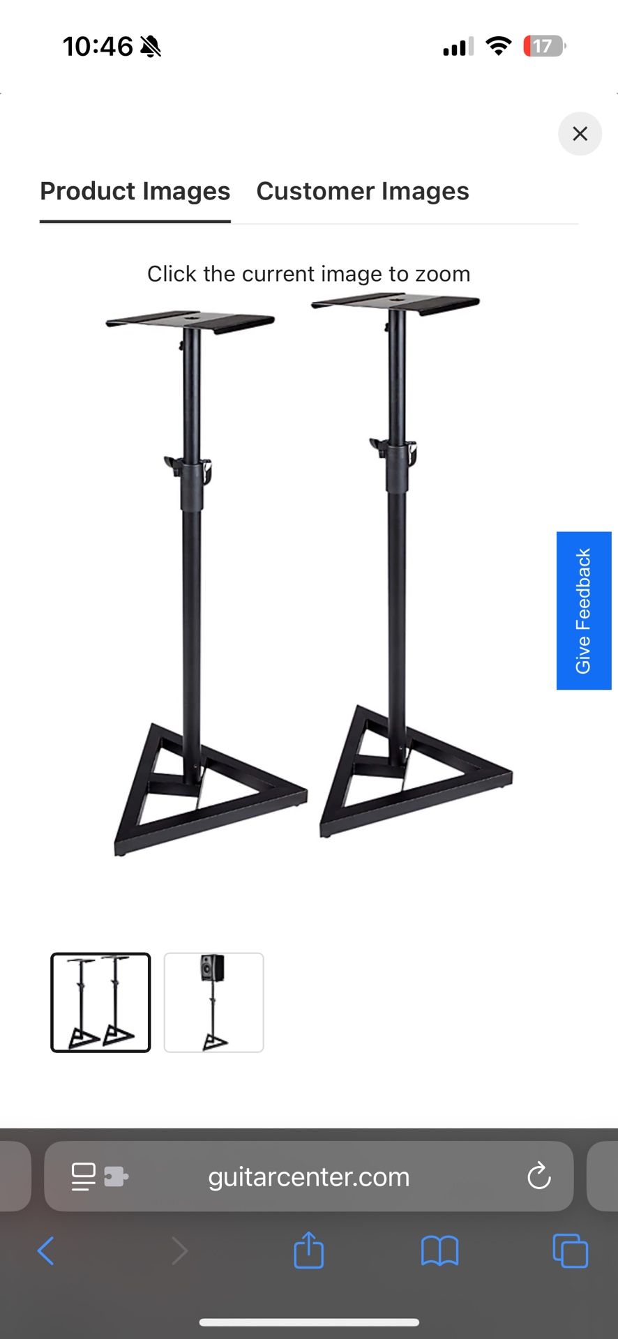 Proline PL6000P Adjustable Studio Monitor Stand - Pair Black