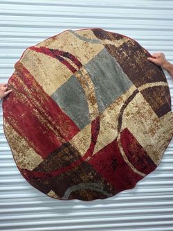 Unique Loom 5’ Round Abstract Area Rug | Burgundy, Beige & Gray | Made in Turkey