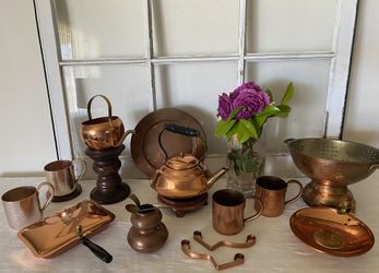 **SOLD**15 Piece Lot Of Vintage Copperware