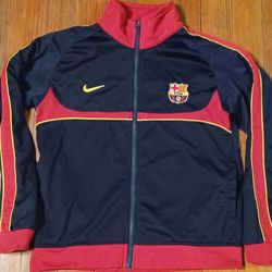 Vintage Men's Size Medium FC Barcelona Track Jacket Redvfull Zip