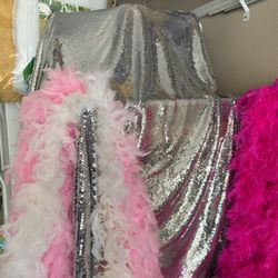 Feather Boas And Glitter Table Cloth 