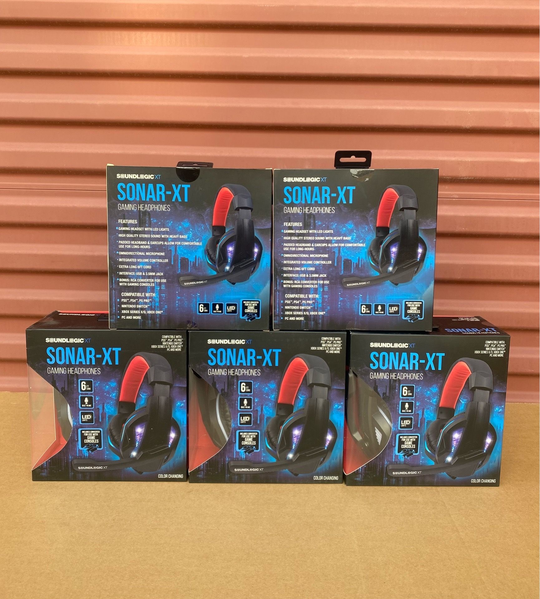 Lot Of 5 New - Sonar - XT Gaming Headphones Sound Logic LED Color Changing