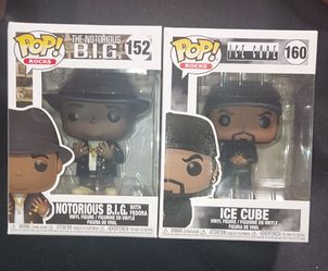 Funko Pop! Rocks Hip Hop Set- Notorious B.I.G. #152(w/Fedora) & Ice Cube#160 NEW