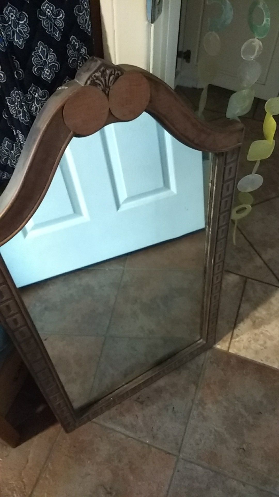 Antique leaded glass Walnut mirror