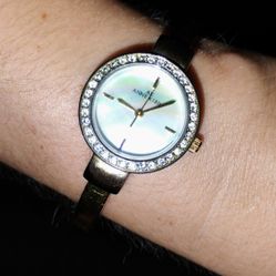 Anne Klein Premium Crystal Accented Bangle Watch 