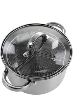Oster Sangerfield Stainless Steel 4 QT Dutch Oven with Lid and 3 Section Dividers New