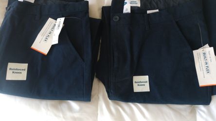 2 New boys uniform pants size husky 18.