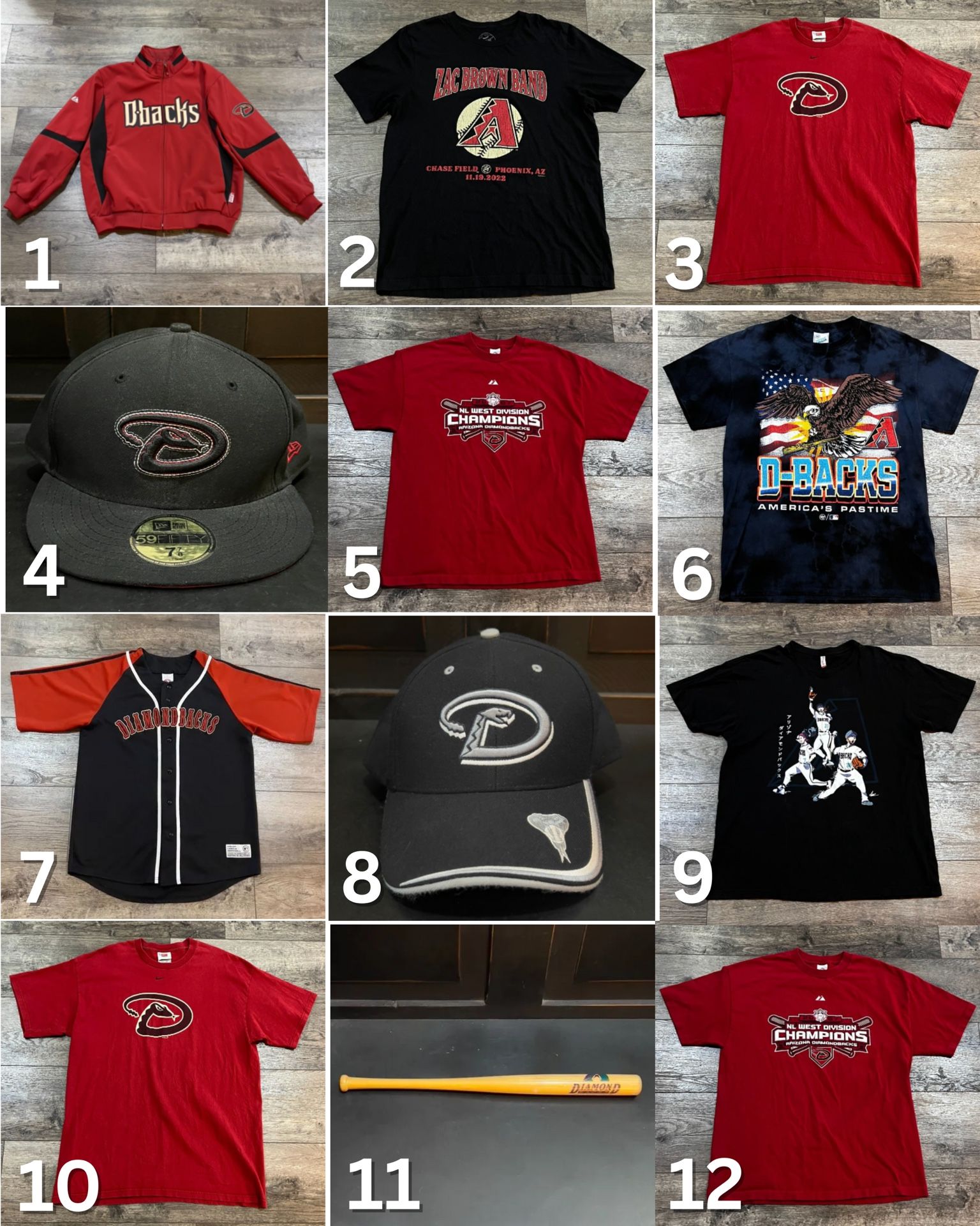 12 Items: Vintage Y2K Arizona Diamondbacks Jersey, Shirt, Hat, Jacket!