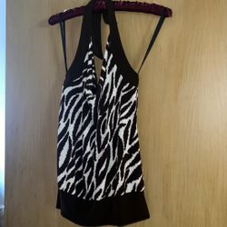 Zebra Print Halter Top Size L 