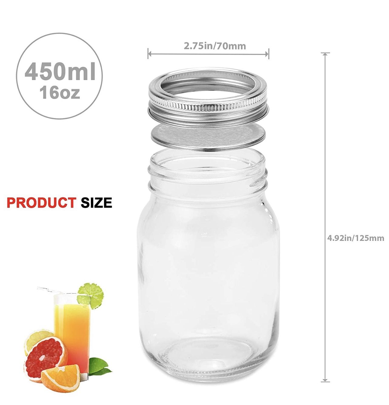 Mason Jars 16oz Glass Jars (6pc)