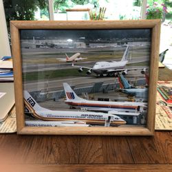 Original Photo 747-400 Test Flight In Oak Frame