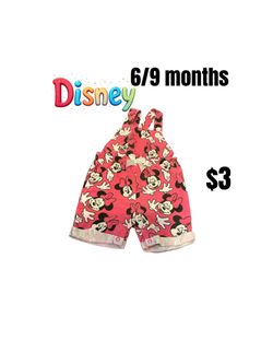 Disney Minnie Mouse Baby Overalls 6/9 Months❤️❤️excellent condition ❤️M19 091126