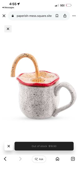 Mug with Mushroom Lid Shii-take Ceramic Coffee Mug, 10oz