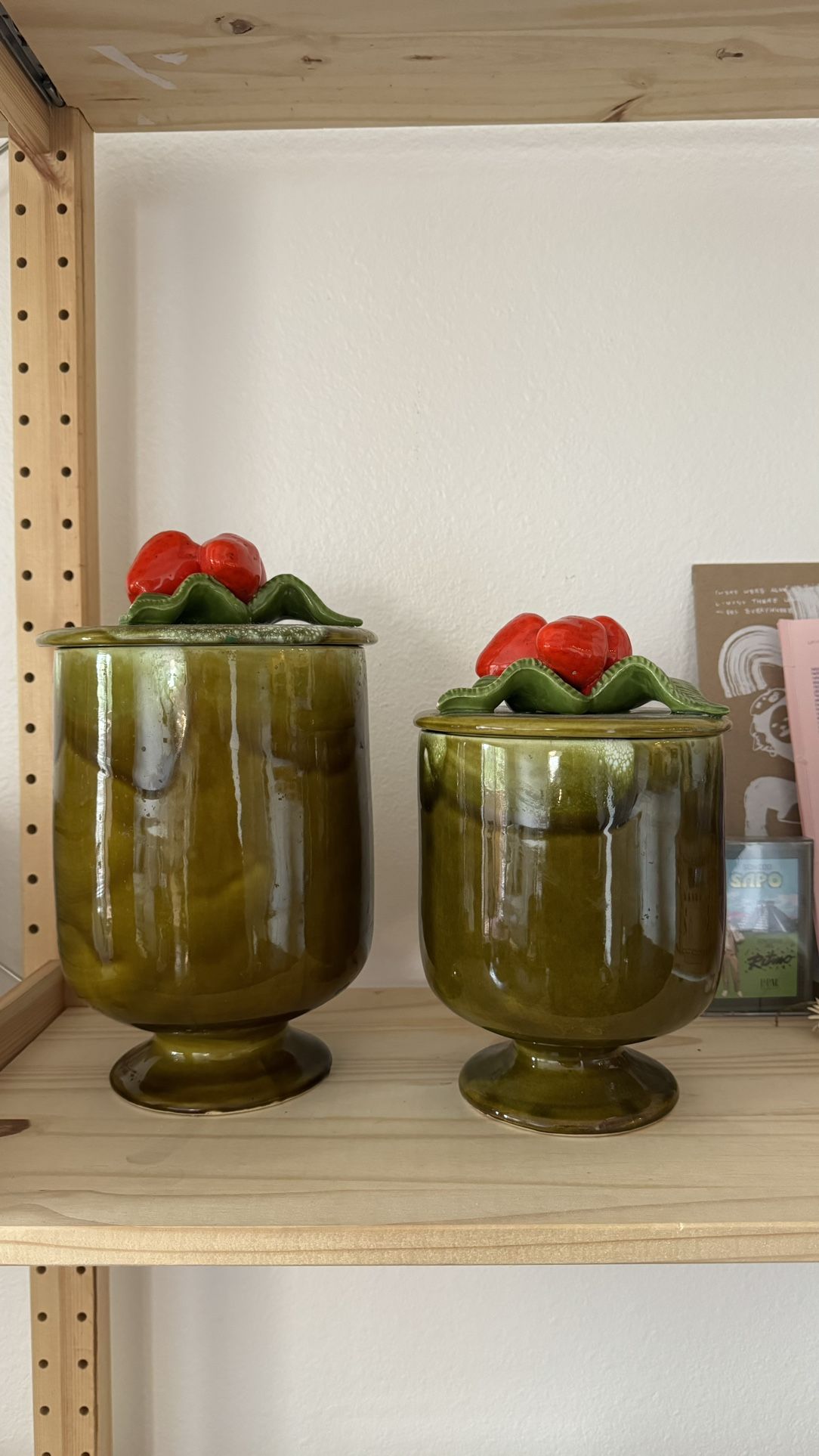 Strawberry Ceramic Cookie Jar Vase  