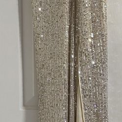 One-Shoulder Sequin Dress with Cape and side slit [price is firm] [cash only]