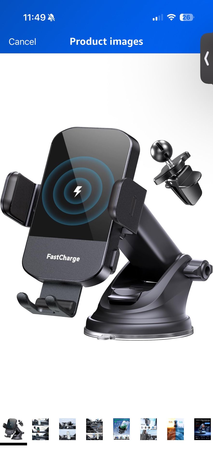 CHGeek Wireless Car Charger, 15W Fast Charging Auto Clamping Car Charger Phone Mount Phone Holder