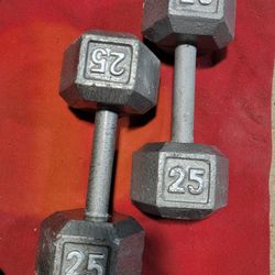 SET OF 25LB.  HEXHEAD DUMBBELLS TOTAL 50LBs 
11525 S HALSTED DUNKIN DONUTS/7111.S WESTERN WALGREENS 
50$  CASH ONLY AS IS 