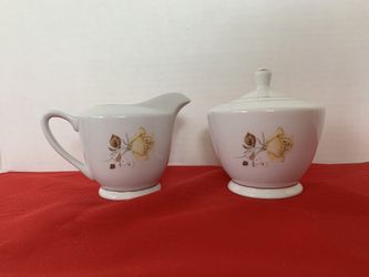Vintage Cream and Sugar Set Yellow Rose