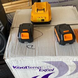 Two Batteries and charger $75 Will Work For Dewalt Tools