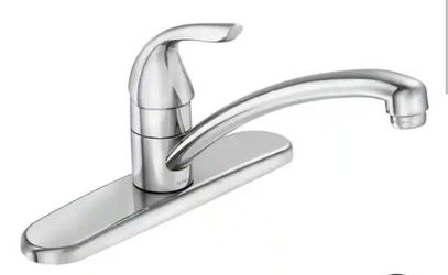 Moen Adler Single-Handle Low Arc Kitchen Faucet in Chrome with Tool Free Install