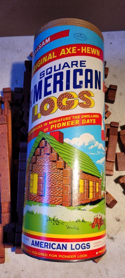 1950’s Halsam American Logs No 815 Pioneer Days Axe Hewn Construction 101 Pieces