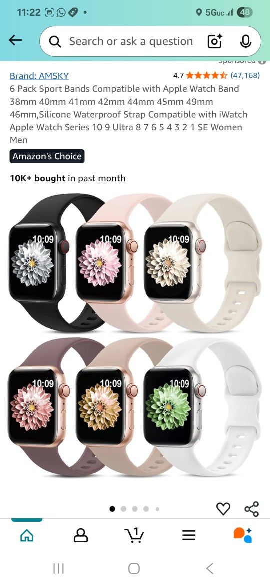 6 Watch Bands/ Compatible With Apple Watch